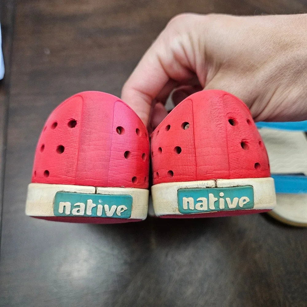 Native Jefferson Charley Shoes Kids C11 Red Blue EVA Water Sandals Lot of 2